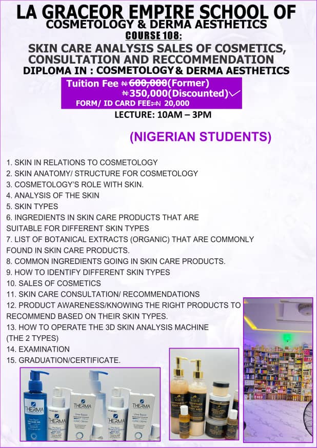 Course 108: Skin Care Analysis, Sales, Consultation & Recommendation